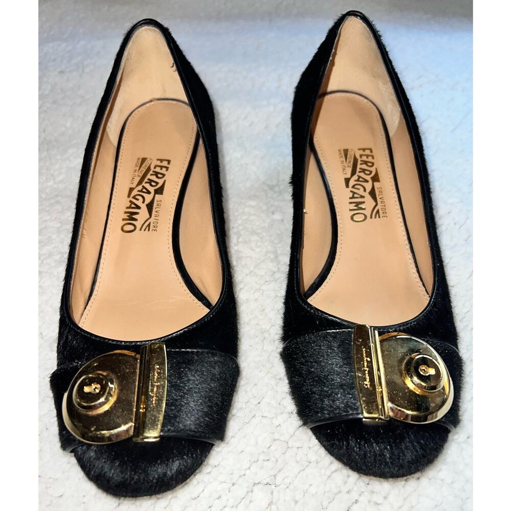 Salvatore Ferragamo Pony-Style Calfskin Heels - size 40/8 - H18